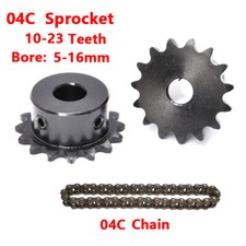 Pignone/Catena Trasmissione Catena Rullo 1/4" 04C 10T-23T Passo 6,35mm 45# Acciaio