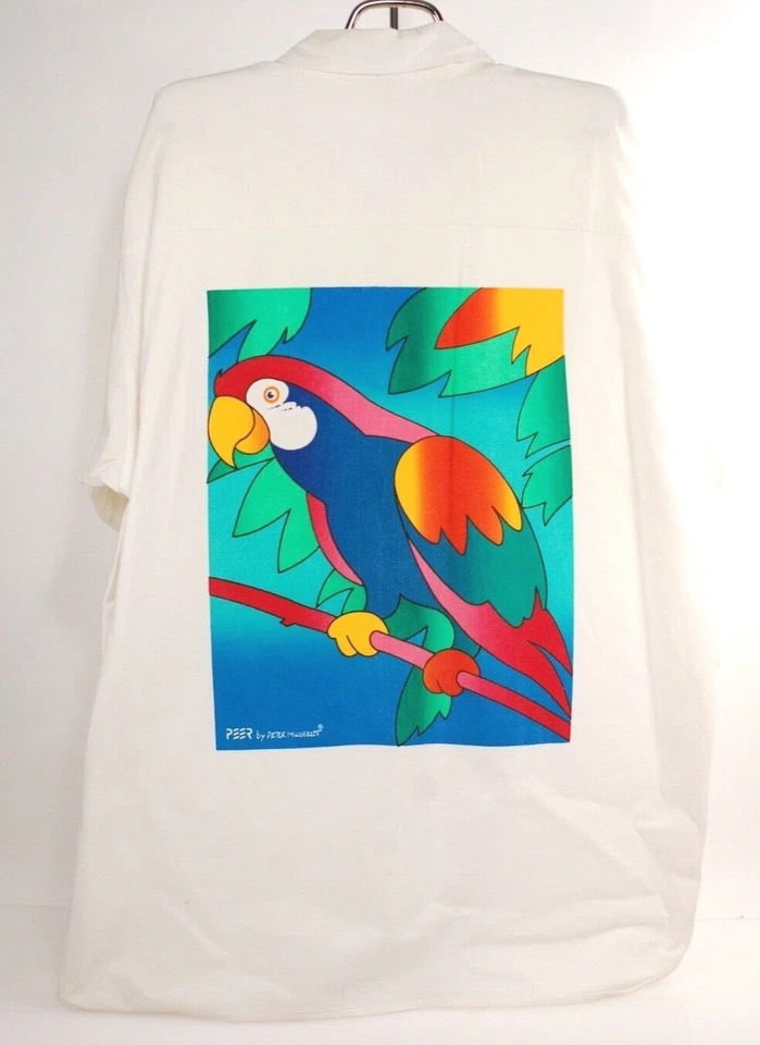 Camisa De Colección Para Hombre Mazatlán Tropical Estampado de Pájaros Abotonada XXL por Peer Foto 2 de 4