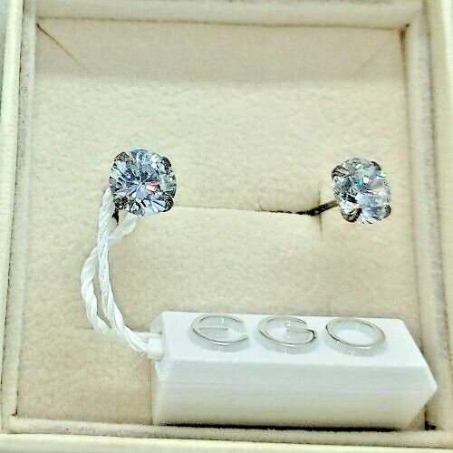 ORECCHINI DONNA ARGENTO 925 EGO ITALIANO ZIRCONI BIANCHI ROTONDI DIAMETRO 7mm - Immagine 3 di 3