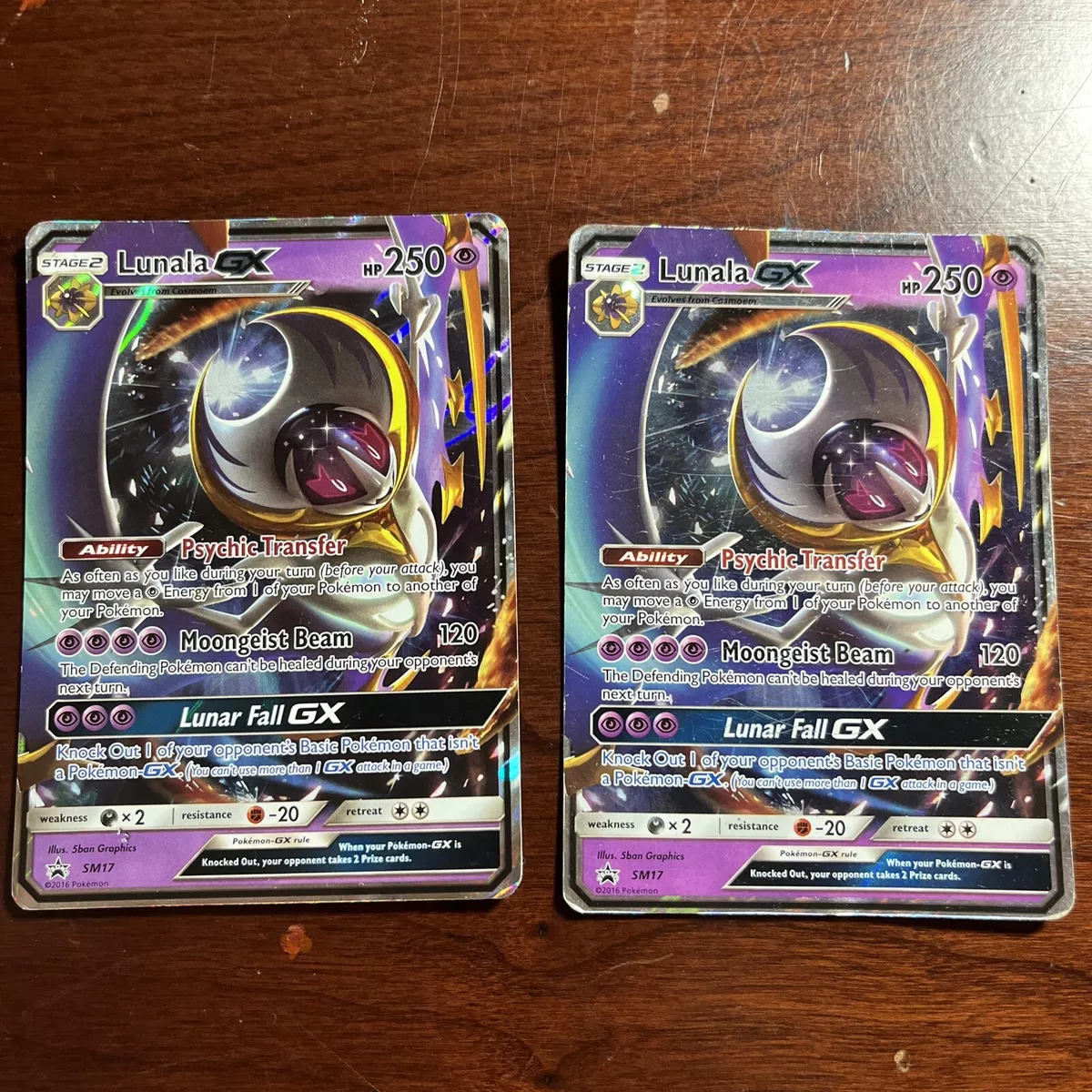 Lunala GX SM17 Pokémon Card Black Star Promo Holo Promo Two Cards