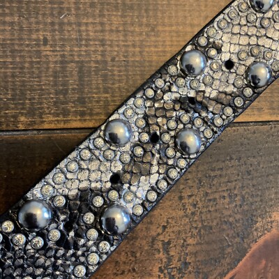 GUESS Faux Snake Skin Studded Rhinestone Belt M Western  display picture 3