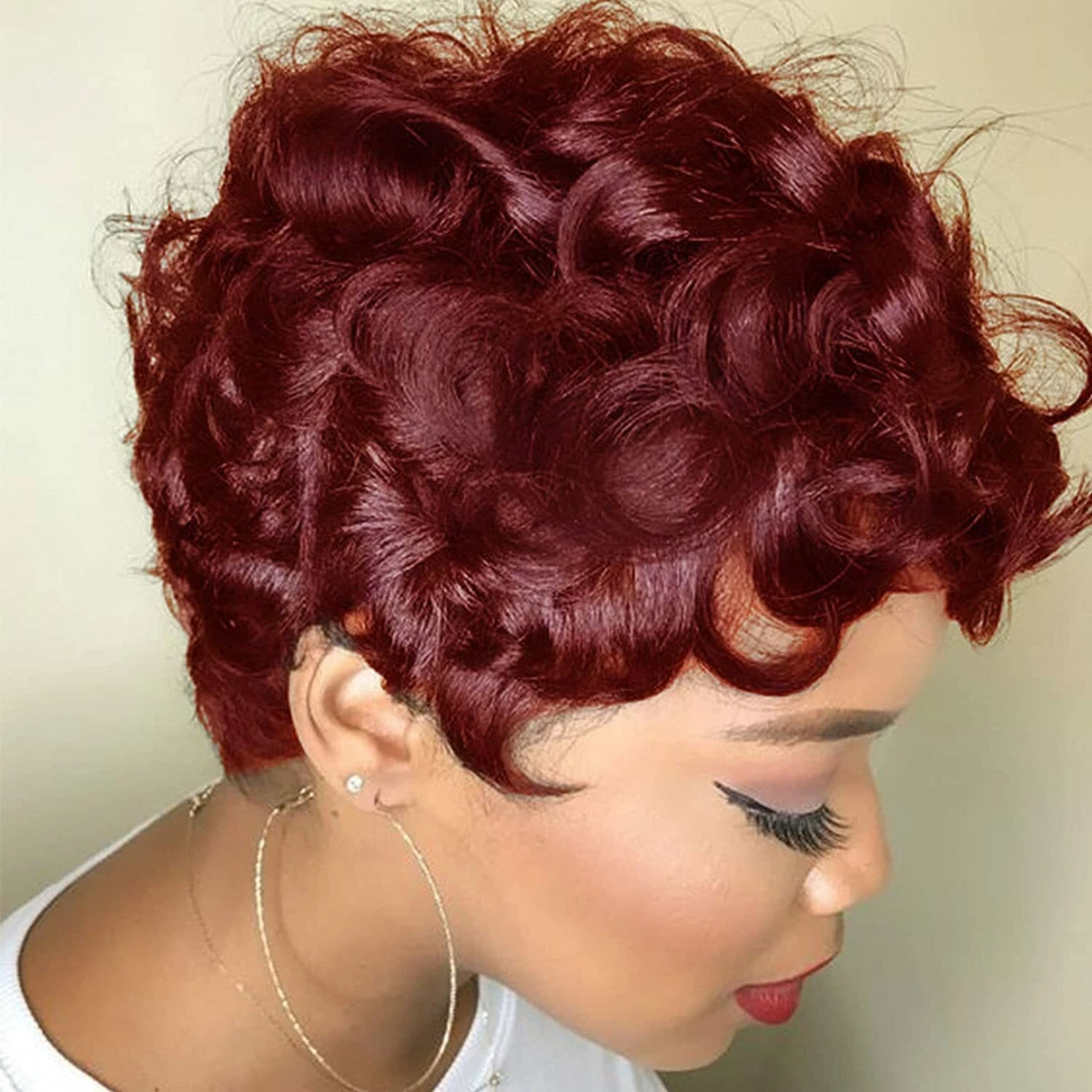 Short curly red wig cheap