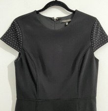 Cynthia Steffe Black Pencil Dress Size 12 Embellished Short Sleeves Evening