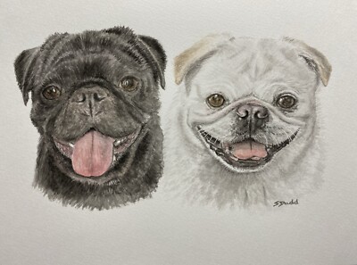 Individuelles Original Aquarell Gemälde Portrait Haustier Hund Foto A5,4,3 Weihnachten
