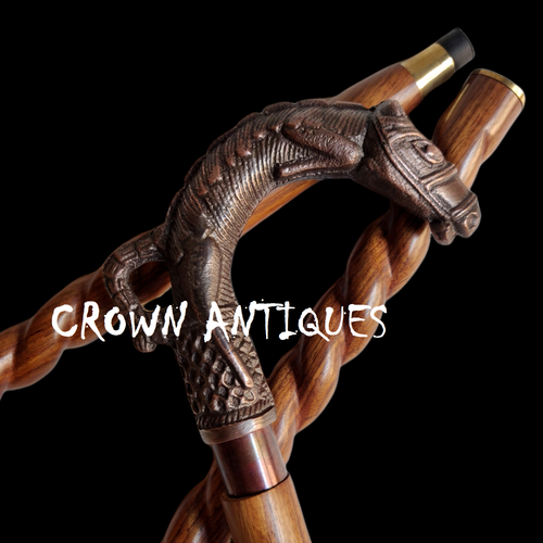 Vintage Horse Handle Wooden Walking Stick Designer Horse Head Victorian Cane