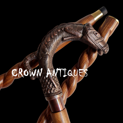 Vintage Horse Handle Wooden Walking Stick Designer Horse Head Victorian Cane - 第 1/6 張圖片