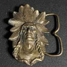 Vintage 1974 Bergamot Brass Works Indian Chief Belt Buckle  - Rare 