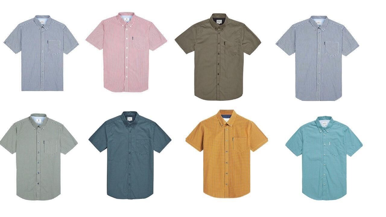 Camisa De Manga Corta A Cuadros Ben Sherman (0059142) 2XL-5XL, 6 Colores