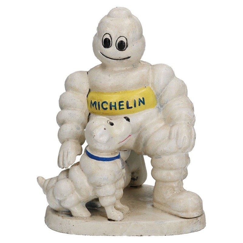 Cast Iron Michelin Man with Dog Bibendum Tyre Man Cave Bar Pub