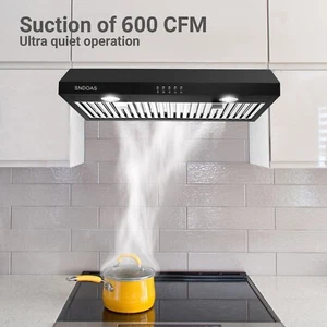 600CFM Cuisine sous le capot de la gamme Cabinet 30in Eventail de cuisson noir avec/DEL 3-Speeds