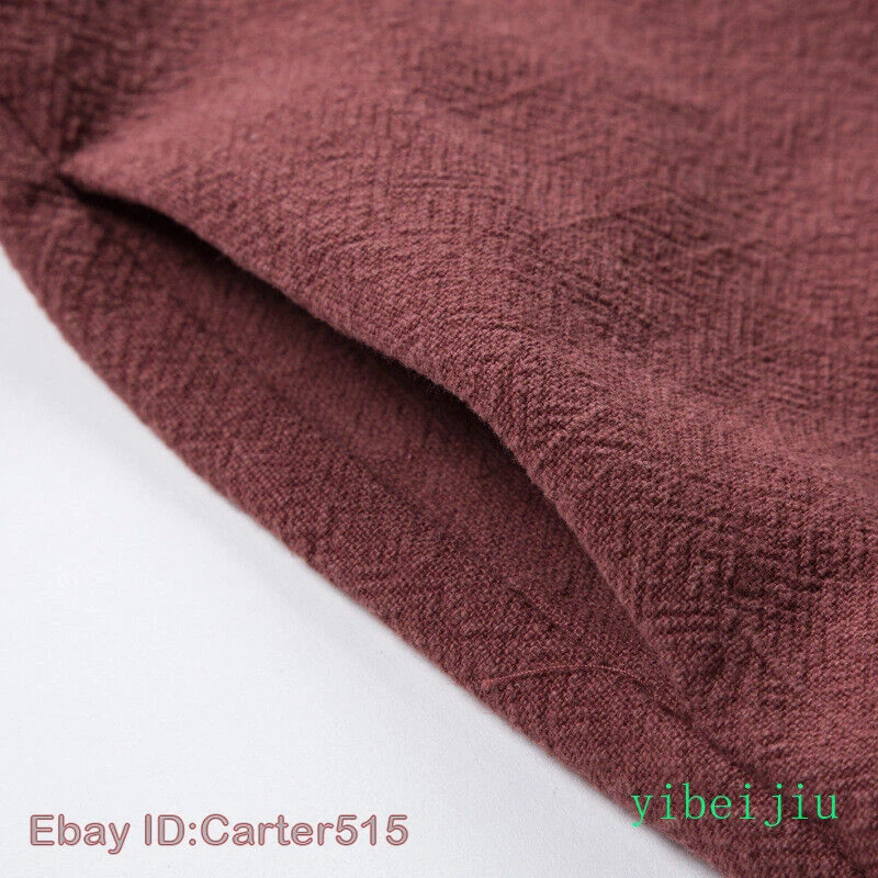 Chaquetas cortavientos largas de longitud media de lino de algodón Hanfu para hombre de estilo chino Foto 4 de 4