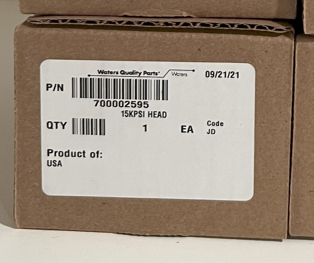Waters Corp ACQUITY® 15KPSI HEAD - 700002595 New Unopened