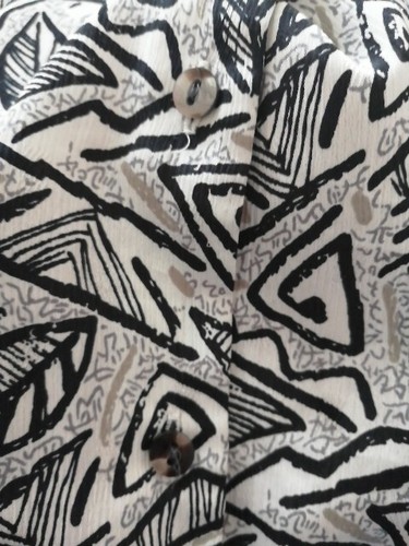 Vintage Saint Michael M&S kurzärmelige Damenbluse - Größe 12 - schwarz/grau & cremefarben - Bild 7 von 8