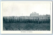 Lithuania Postcard Stovejimas Su Sautuvu Army Photo c1930's Unposted Vintage