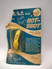 Vintage Eddie Pope Hot Shot Lure  M501 Yellow Sparkle In Pkg
