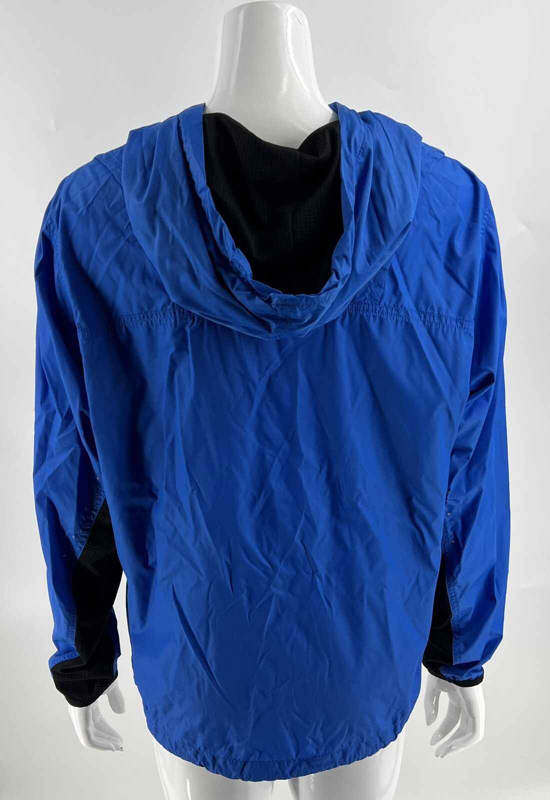 Giacca a vento donna Fila taglia large blu nera zip cappuccio nylon sportivo