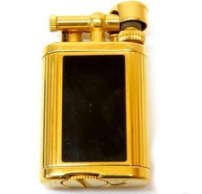 Working Dunhill gas Lighter Gold Black unique hammer without box