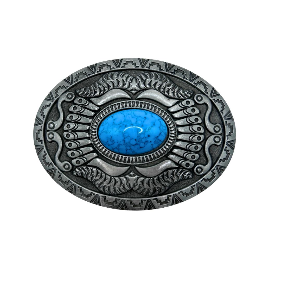 Oval Turquoise Stone Belt Buckle - 3.5 display picture 1