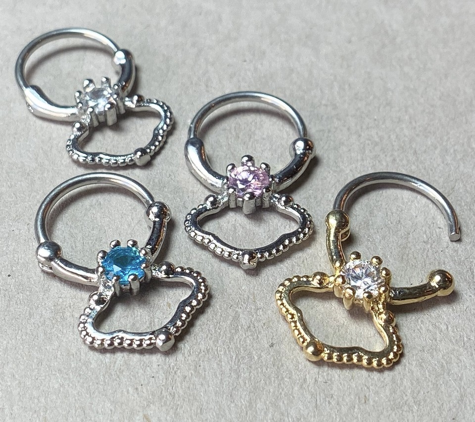 316L Surgical Steel with 5 Black C.Z Septum Clicker Ring