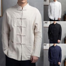 Männer Chinesischer Traditioneller Tang Anzug Shirt Lange Ärmel Jacke Kleidung