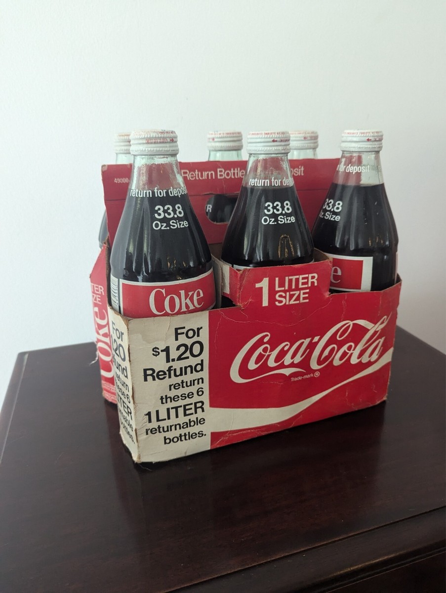 Coca-Cola ガラス瓶 6本セット 1L VINTAGE (6) SIX PACK 33.8 OZ. 1 LITER COCA COLA GLASS