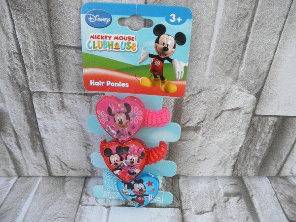 NEW (SET OF 3) by DISNEY, MICKEY MOUSE CLUBHOUSE HAIR PONIES MULTI