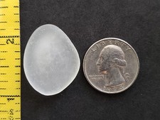 GENUINE PURE BEACH SEA GLASS SURF TUMBLED WHITE CLEAR SNOW FROSTED PENDANT N01