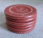 Vintage Lot of 6 Old CLAY POKER CHIPS Red with DOG Retriever Lab Hound — photo 4