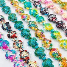 200pcs Vibrant Mixed Color Turtle Beads Bulk Lot for DIY Jewelry Making Crafts