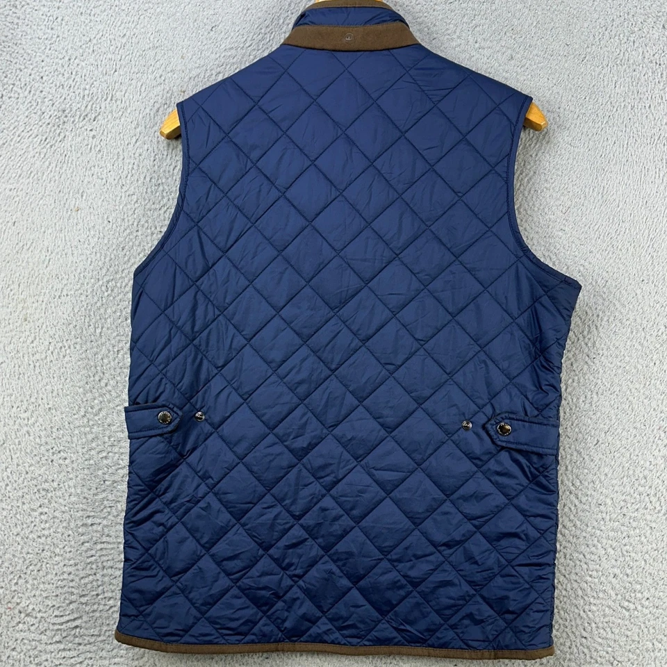 Chaleco acolchado Peter Millar Baltusrol para hombre pequeño azul cremallera completa sin mangas Foto 3 de 4