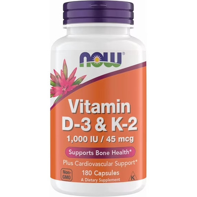 Now  Exp 05/27   180 Caps Vitamin D3 K2 1000 IU/45 mcg Vegetarian Kosher  Fresh!