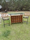 Rattan Bamboo Bar & 2 Stools Glass Top — photo 1