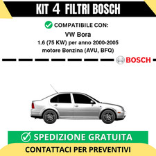 KIT BOSCH 4 Filtri tagliando per VW Bora 1.6 75 kw Benzina 2000-2005