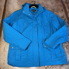 Lands End Women  s Windbreaker Jacket Coat Teal Sz S 6-8 Zip Pockets Hood Lined