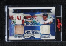 2021 Leaf Art of Sport Navy Holofoil 2/9 Eddie Mathews Chipper Jones HOF uk2