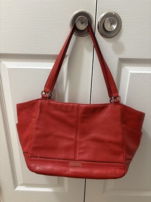 Coach Park Leather Carrie Tote, Red/Vermillion/Corall Color, No. F1321-F23284