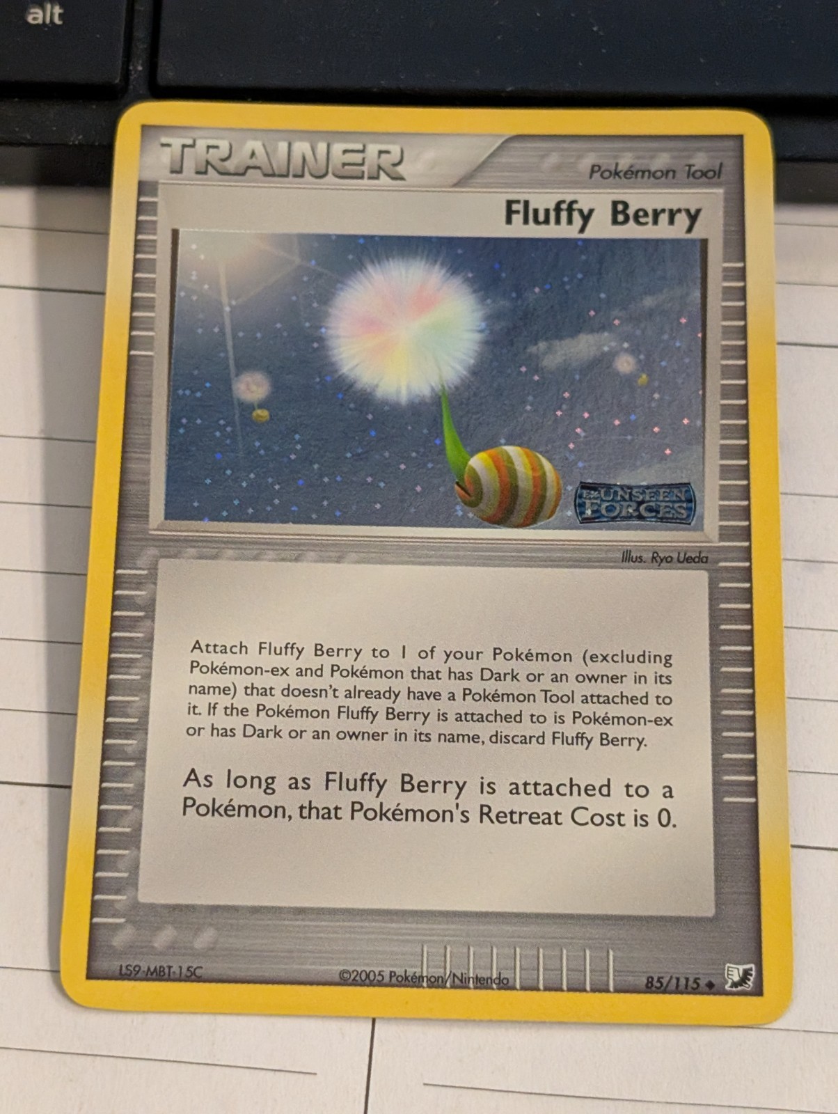 Pokemon TCG Fluffy Berry Unseen Forces 85/115 Reverse Holo Inverted Holo Error