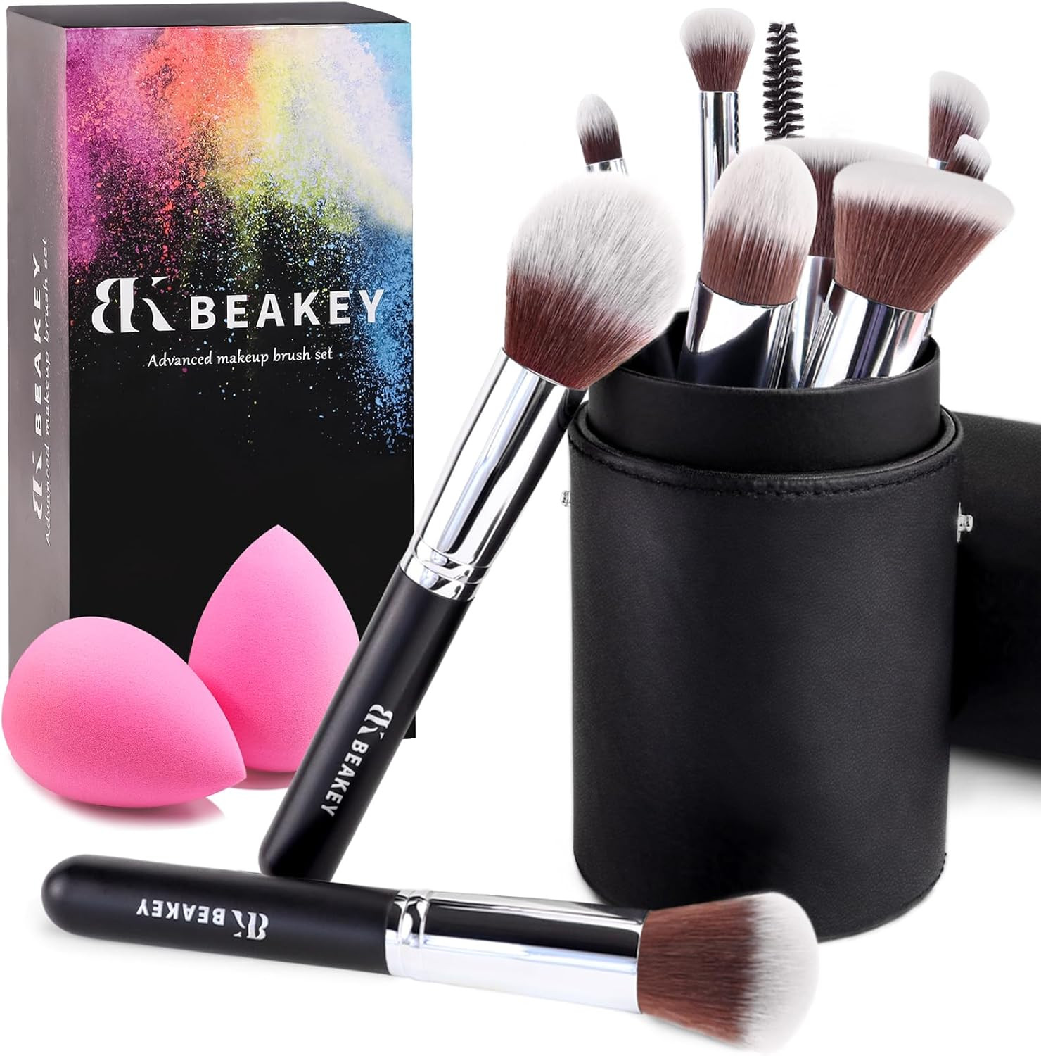 Set Regalo 10 Pennelli Trucco: Fondotinta, Cipria e Sfumature