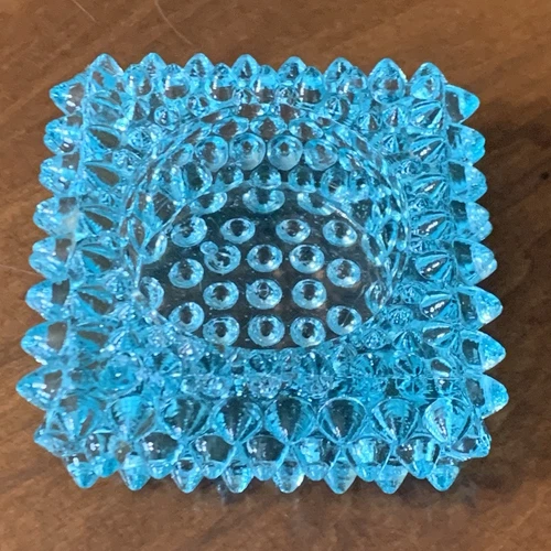 Vtg. Fenton Hobnail Aqua Blue Votive Glass Candle Holder 2.75" Salt Cellar Decor