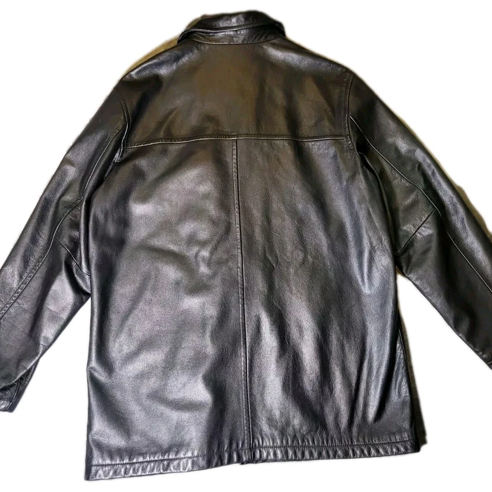 Jaqueta de Couro Paradox Masculina Alta Extra Grande Preta Bolso Pesado Totalmente Forrada Botão Frontal* - Imagem 2 de 4