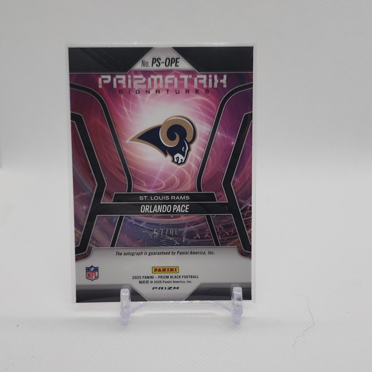 Panini 2025 Prizm Black Prizmatrix Signatures Orlando Pace PS-OPE