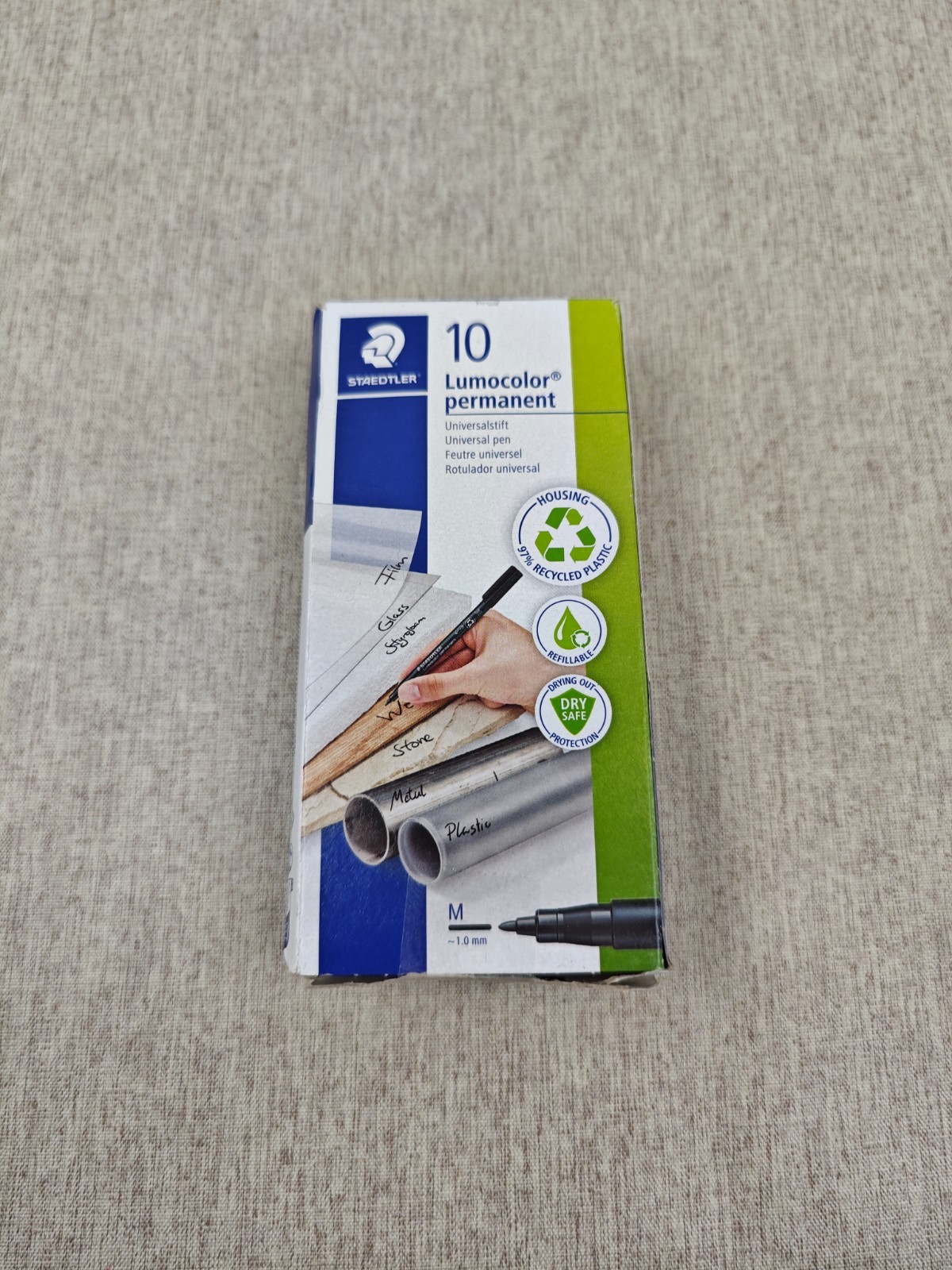 STAEDTLER 317-2 Lumocolor Permanent Pen, Medium Line Width, 1.0mm - Red (Box of