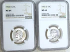 1955-D Washington Quarter NGC MS64 Frosty White New Holder lot of 2 coins #V252K