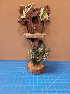 Rustic Birdhouse Decorative Wood Bird House On Stand Cabin Style Decor