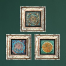 Lotus Flower of Life Trio Set of 3 Framed Wall Decor Gift Vintage Framed Decor