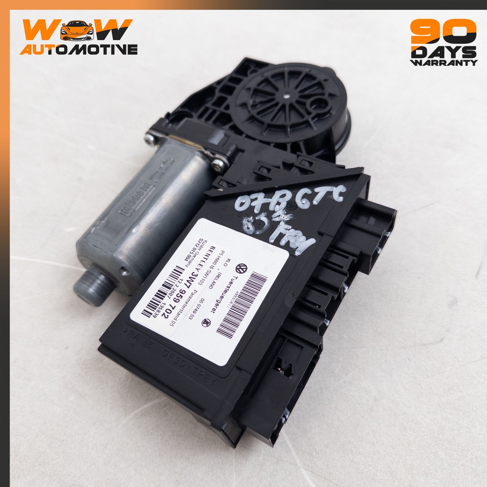 07-13 BENTLEY CONTINENTAL GTC FRONT RIGHT DOOR WINDOW REGULATOR MOTOR OEM