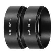 2Pcs 15mm M48 Lens Adapter Ring Extension Tube for Camera and Eyepiece, Black
