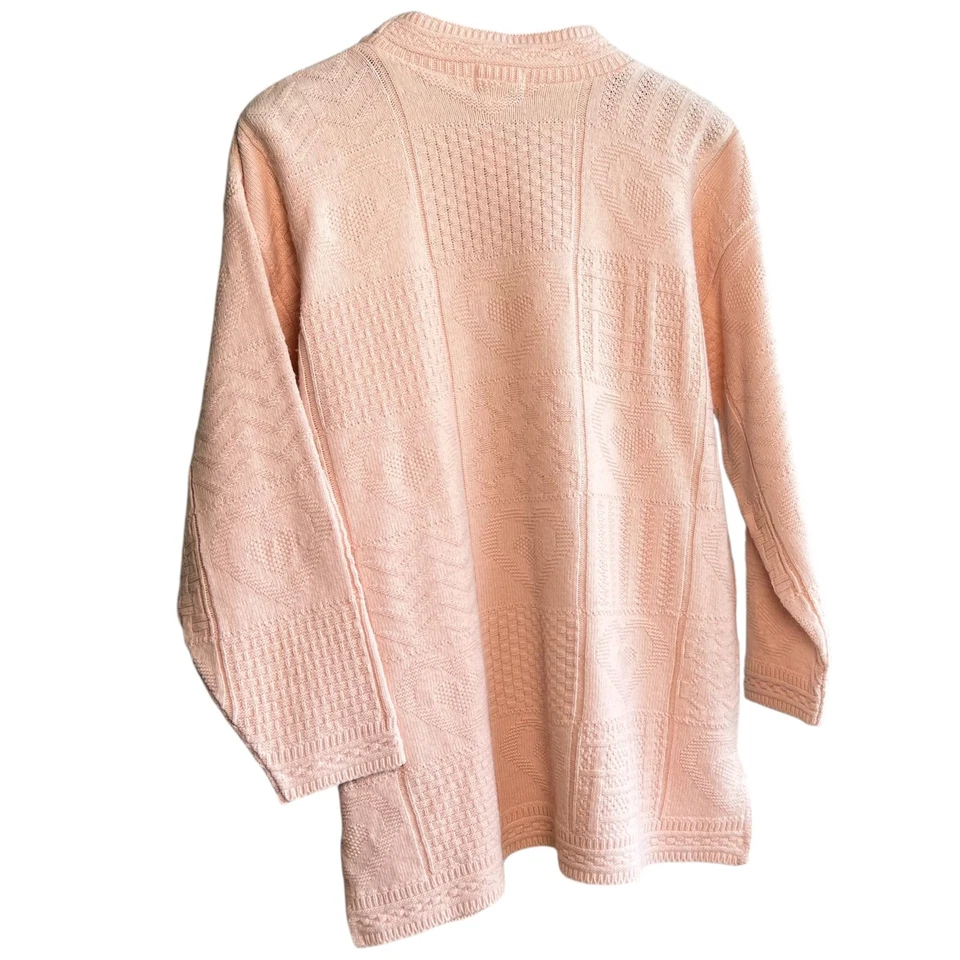 Vintage Jennifer Moore Patchwork Heart Sweater Pink Size Medium Retro Grannycore - Image 2 of 4