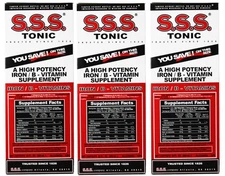 S.S.S. Tonic Liquid a High Potency Iron/ B-Vitamin Supplement 20 Fl Oz Pack of 3