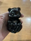 Fenton Glass Black Bear Figurine Hand Painted Signed